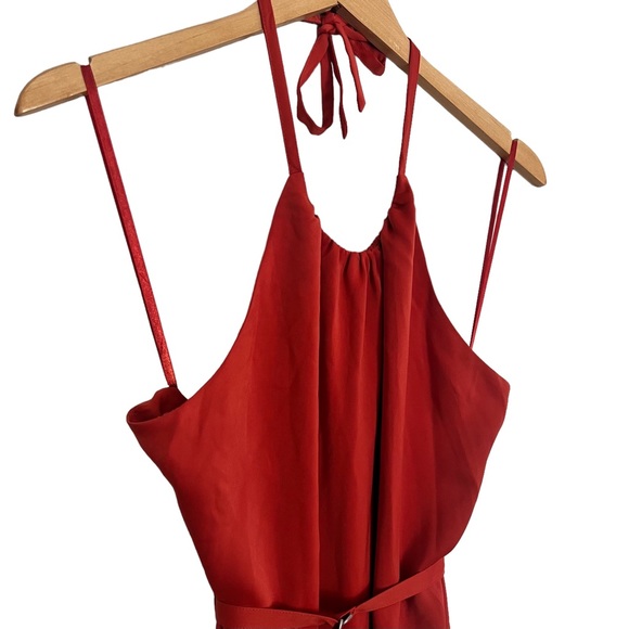 French Connection Orange Halter Satin Maxi Dress Size 6, 8, 10 - Picture 4 of 6